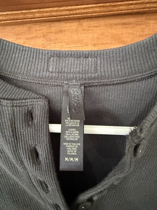 SKIMS Tops - SKIMS Charcoal Ribbed Henley Top